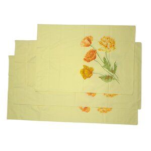 Utica Stevens Pillowcases Poppies Cottagecore Granny Chic Floral 70s Yellow Vtg